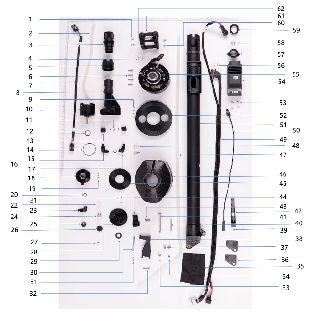 UNITED UAV DJI Agras T20P M3 arm parts and accessories numbered diagram on white background