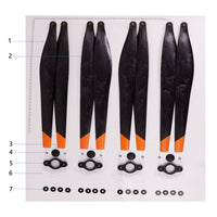 UNITED UAV DJI Agras T20P propeller parts and accessories numbered diagram on white background