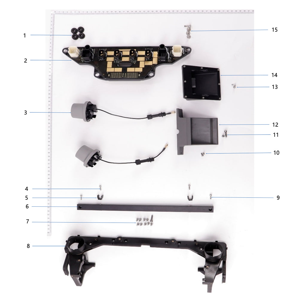 UNITED UAV DJI Agras T20P rear frame parts and accessories numbered diagram on white background