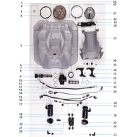 UNITED UAV DJI Agras T20P spray tank parts and accessories numbered diagram on white background
