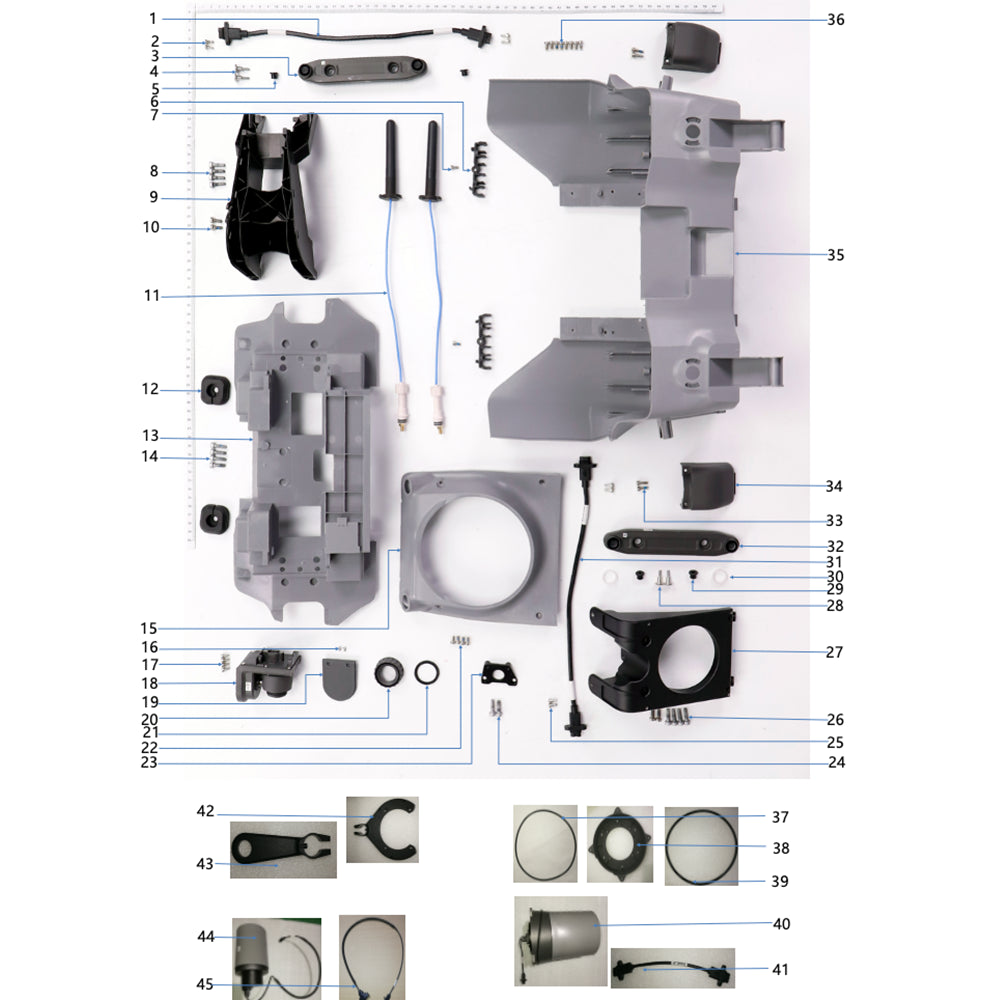 UNITED UAV DJI Agras T25 front frame parts accessories numbered diagram white background
