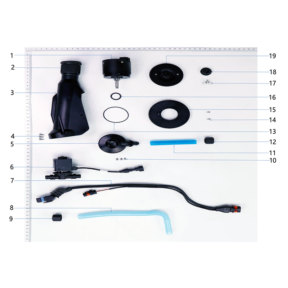 UNITED UAV DJI Agras T25 spray lance parts accessories numbered diagram white background