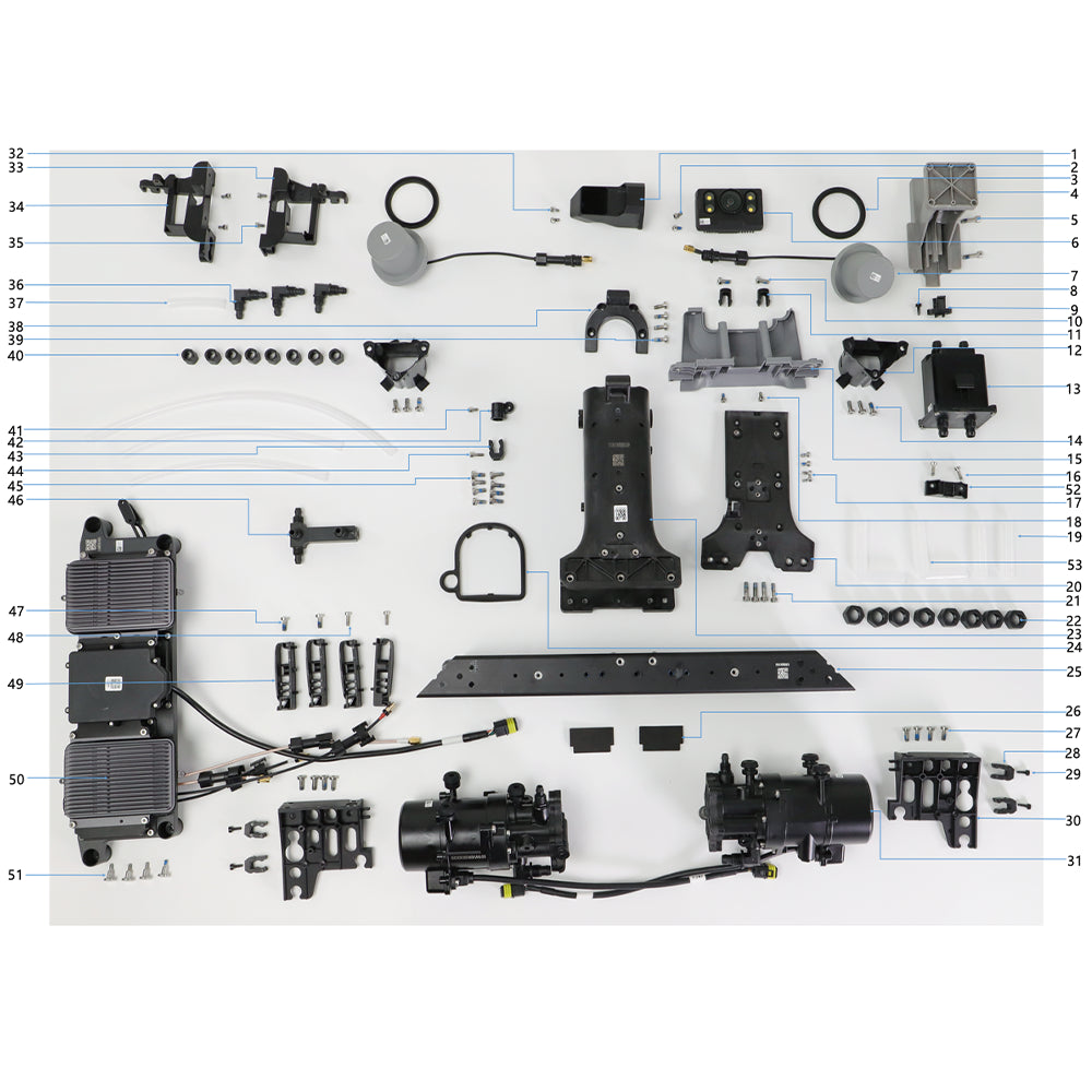 UNITED UAV DJI Agras T30 Front Frame parts accessories numbered diagram white background