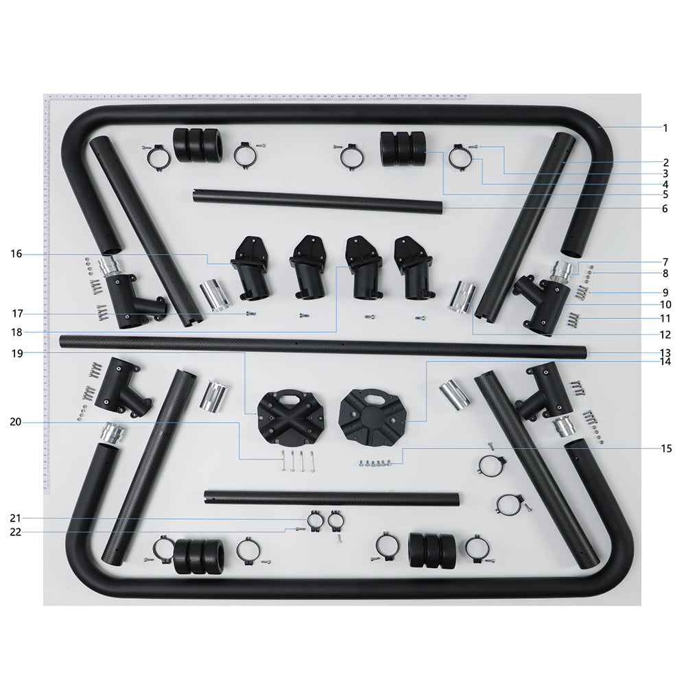 UNITED UAV DJI Agras T30 Landing Gear parts accessories numbered diagram white background