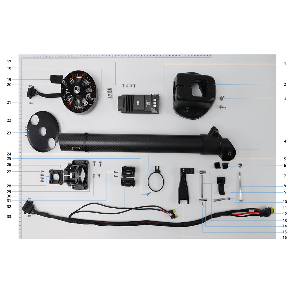 UNITED UAV DJI Agras T30 M1 Aircraft Arm parts accessories numbered diagram white background