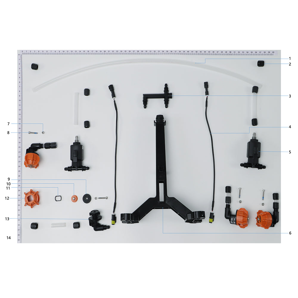 UNITED UAV DJI Agras T30 M1 Spray Lance parts accessories numbered diagram white background