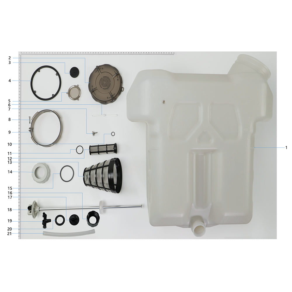 UNITED UAV DJI Agras T30 Spray Tank parts accessories numbered diagram white background