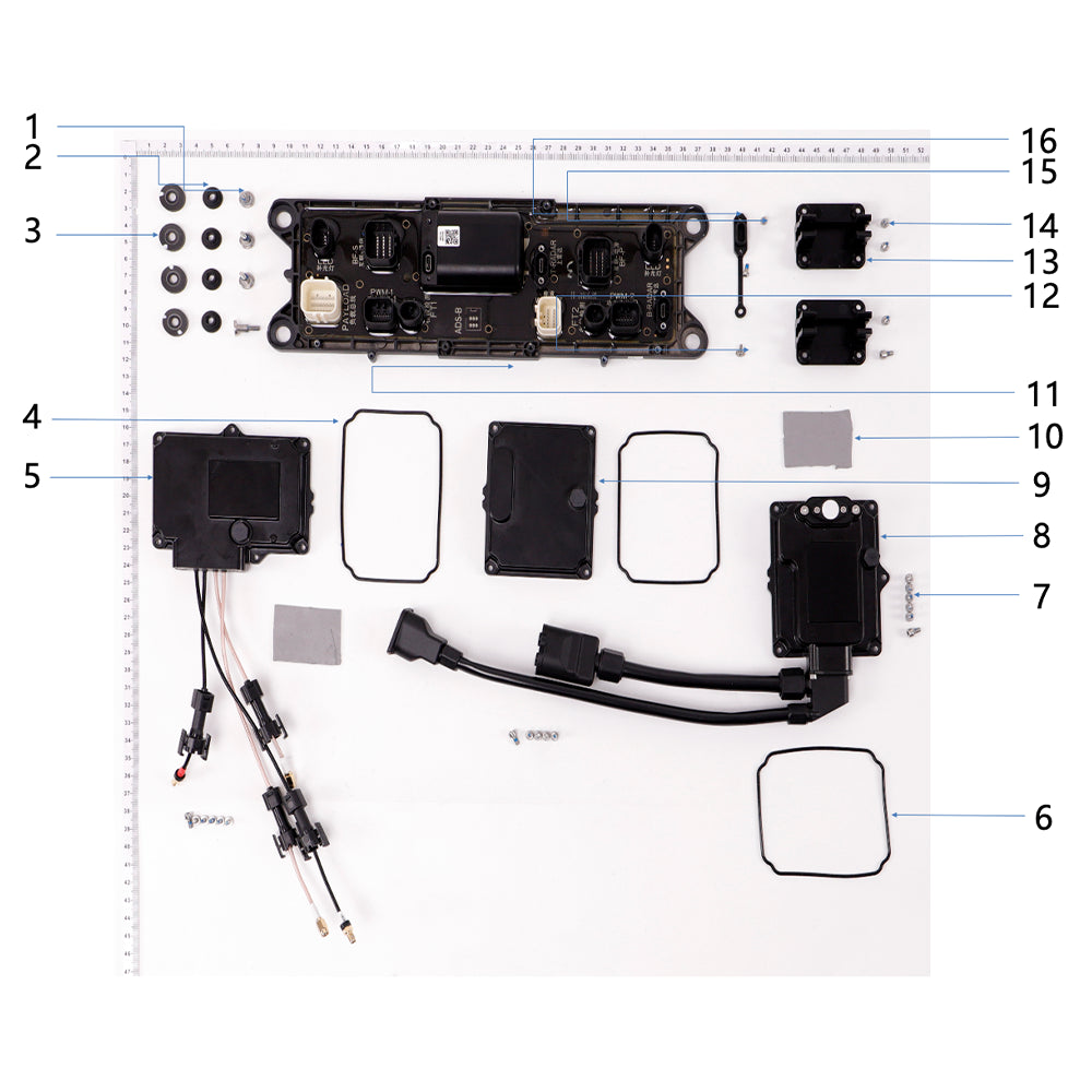 UNITED UAV DJI Agras T40 Cable Distribution Board parts accessories numbered diagram white background