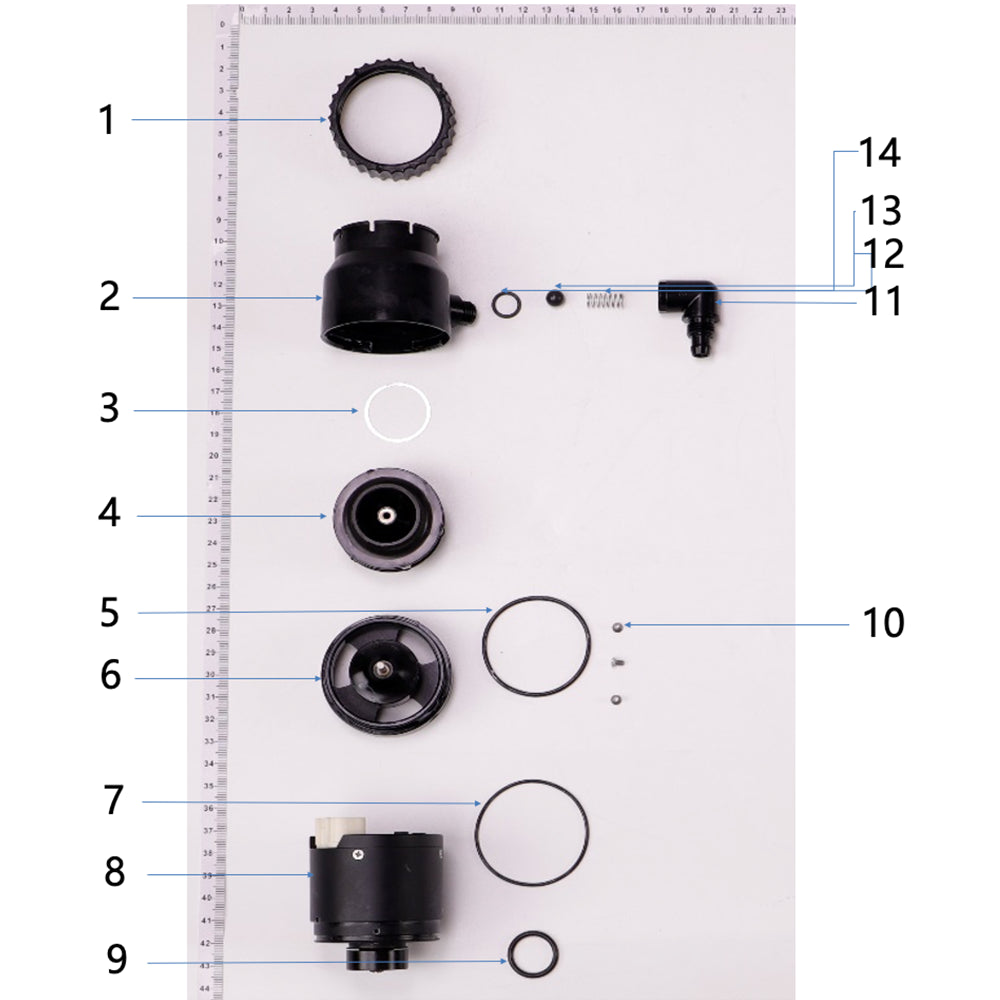 UNITED UAV DJI Agras T40 Impeller Pump parts accessories numbered diagram white background