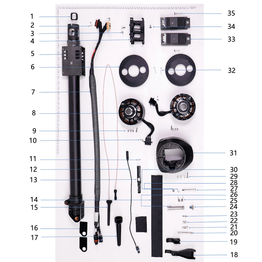UNITED UAV DJI Agras T40 M1 Arm parts accessories numbered diagram white background