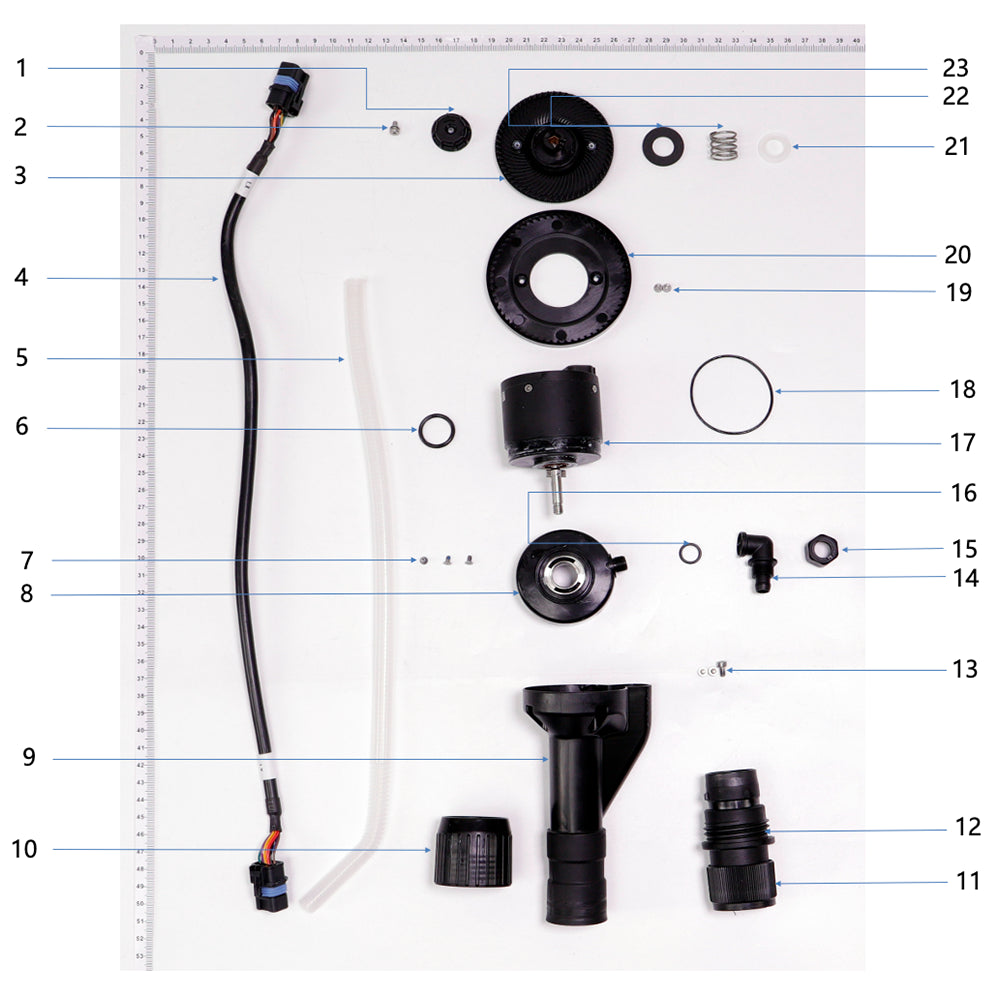 UNITED UAV DJI Agras T40 Spray Rod parts accessories numbered diagram white background