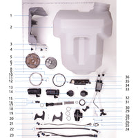 UNITED UAV DJI Agras T40 Spray Tank parts accessories numbered diagram white background