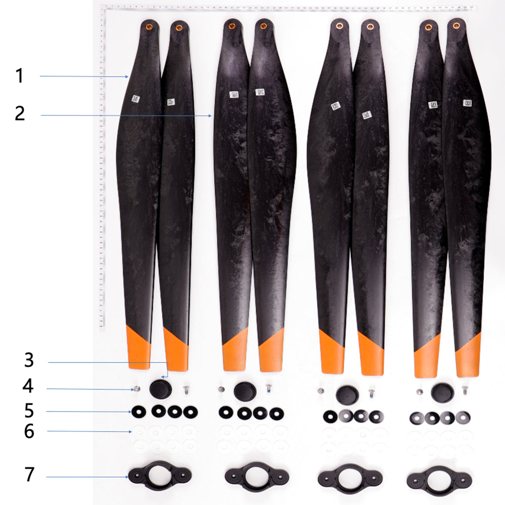 UNITED UAV DJI Agras T40 Upper Propeller parts accessories numbered diagram white background