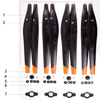 UNITED UAV DJI Agras T40 Upper Propeller parts accessories numbered diagram white background