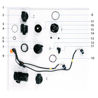 UNITED UAV DJI Agras T50 Impeller Pump Module parts accessories numbered diagram white background
