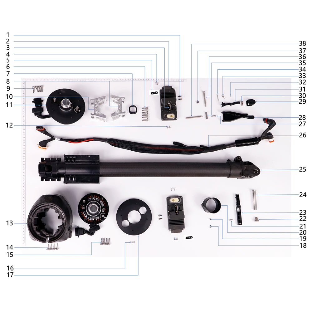 UNITED UAV DJI Agras T50 M1 Aircraft Arm parts accessories numbered diagram white background