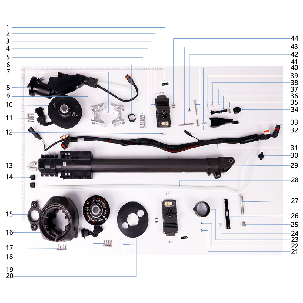 UNITED UAV DJI Agras T50 M3 Aircraft Arm parts accessories numbered diagram white background