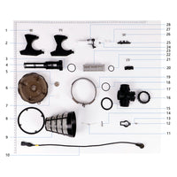 UNITED UAV DJI Agras T50 Spray Tank 2 parts accessories numbered diagram white background