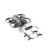 DJI Avata 2 Drone Only package with one flight battery, spare propellers, screws, gimbal protector, USB-C cable and screwdriver.
