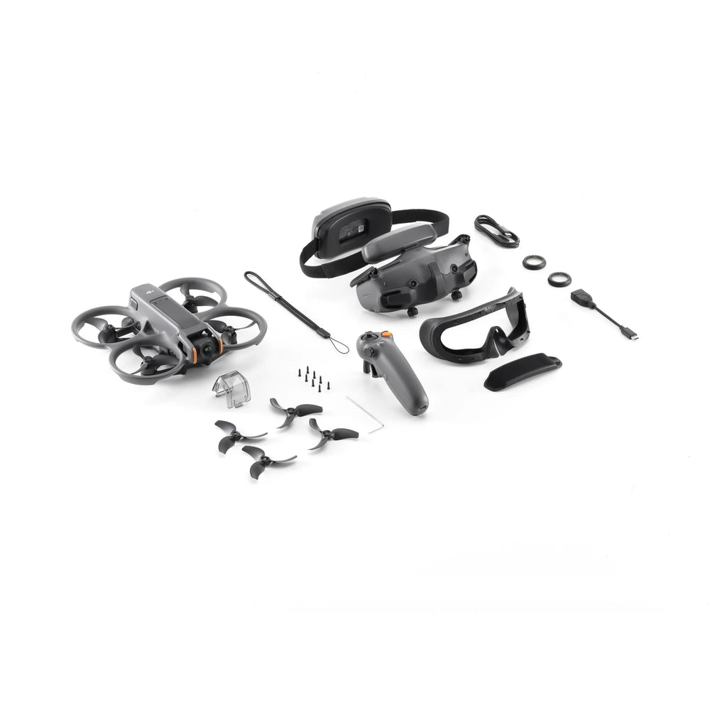 DJI Avata 2 Fly More Combo with DJI Goggles 3, RC Motion 3, one flight battery and included accessories.