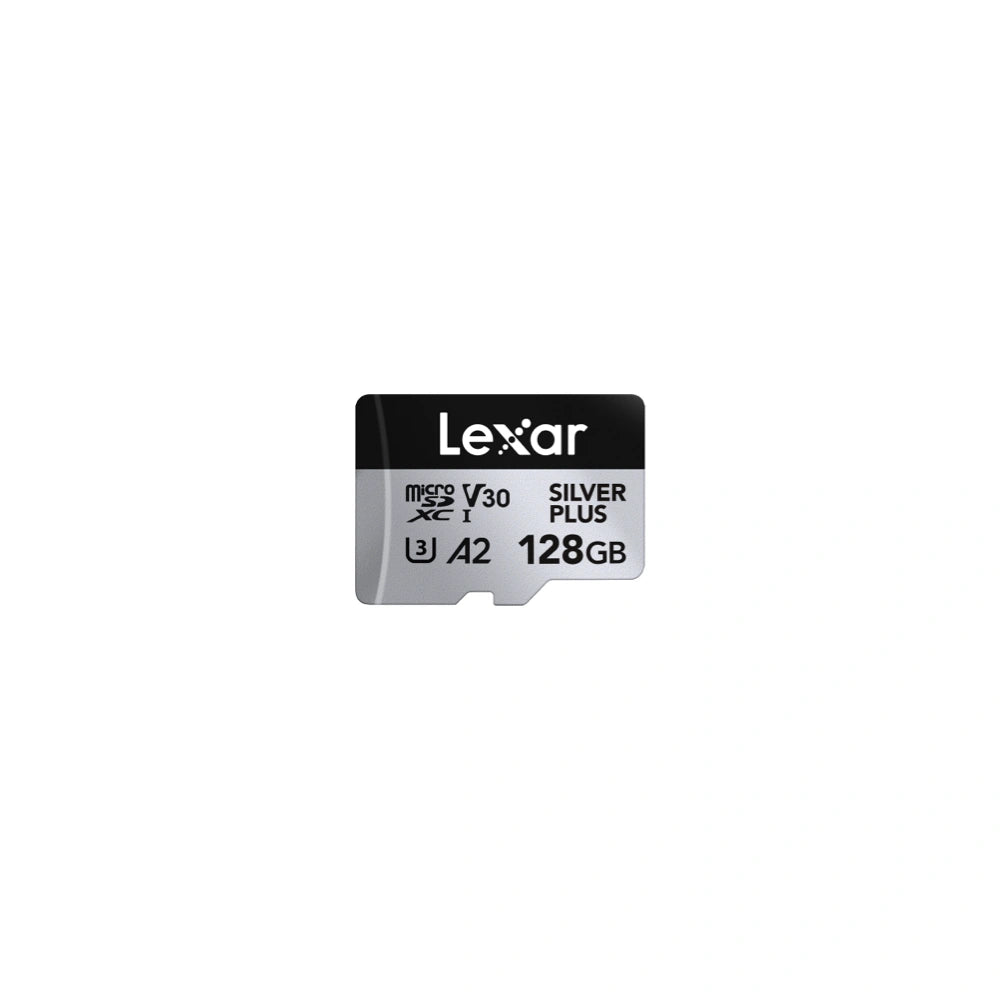 Lexar Professional SILVER PLUS 128GB U3 A2 V30 microSDXC - 128GB card label | UNITED UAV