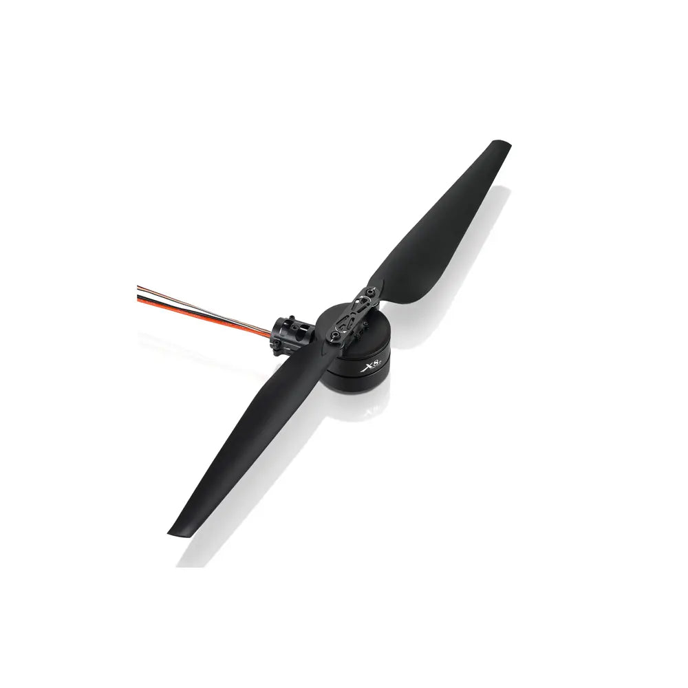 HOBBYWING X8 brushless drone motor with propeller fully extended for heavy lift drone motors
