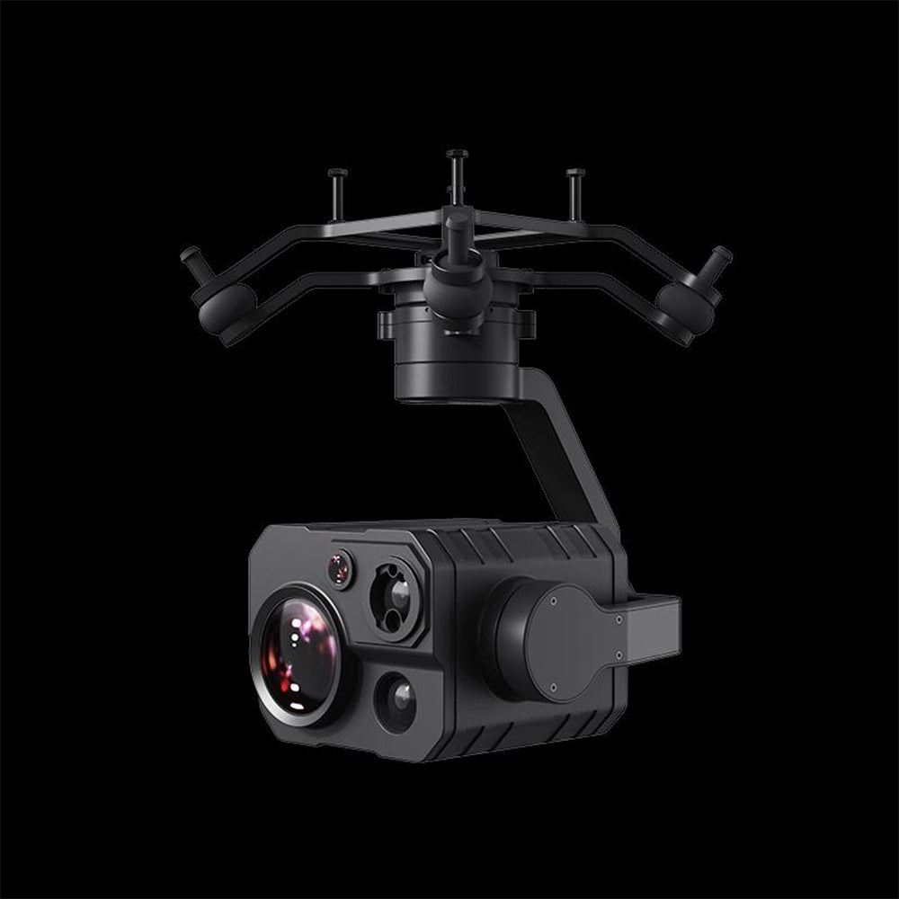 ZT30 Four-Sensor Optical Pod with drone camera gimbal showing thermal, zoom, wide-angle sensors for professional UAV imaging.
