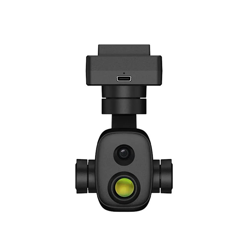 ZT6 Mini Dual-Sensor Optical Pod front view, highlighting dual sensors and camera stabiliser gimbal for precise UAV imaging and drone camera gimbal applications.